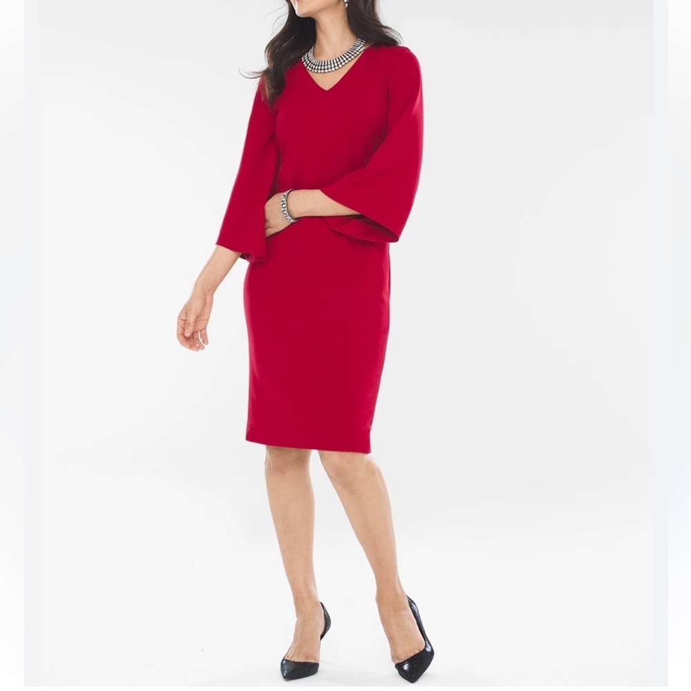 NEW Chico's Kimono Sleeve Dress Sz 3 16-18 Red Closet Essential Minimalist - Picture 14 of 14